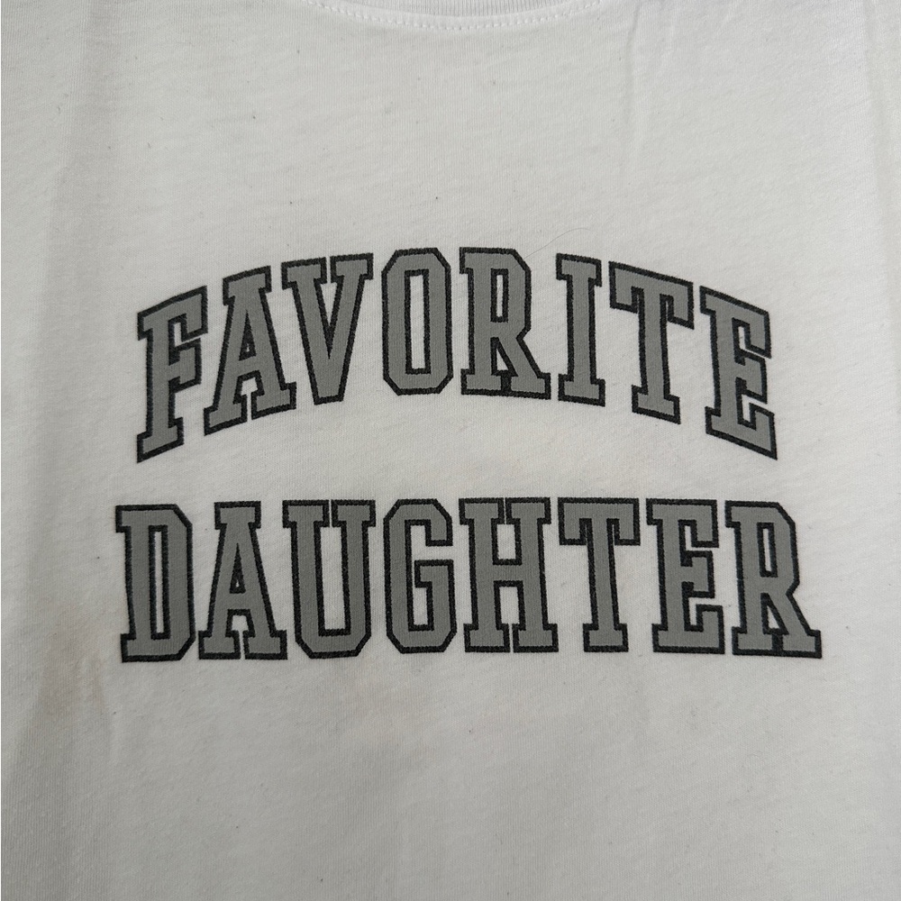 Favorite Daughter The Cropped Collegiate Boxy Graphic Tee Shirt in Size Medium - Picture 5 of 11